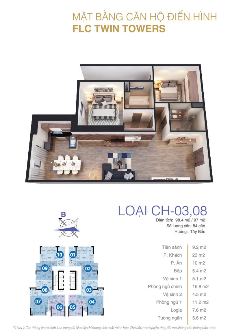 BÁN CĂN HỘ FLC 265 CẦU GIẤY 2 PHÒNG NGỦ DIỆN TÍCH 95,8m² GIÁ 10 TỶ