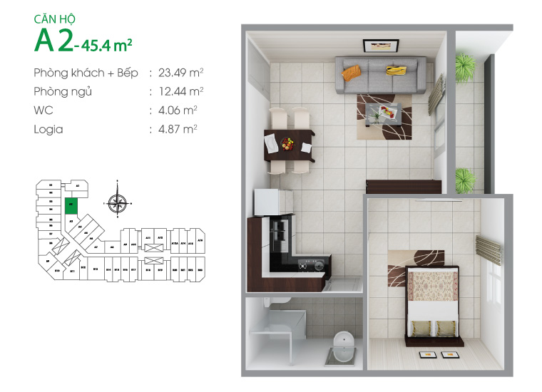 Chung cư 8x Đầm Sen Quận Tân phú Có Sổ Hồng 1 Phòng Ngủ 55m2 Cần Bán Gấp