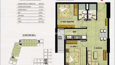 Bán gấp căn hộ The CBD 2PN 2WC 65m2 giá 2,75 tỷ