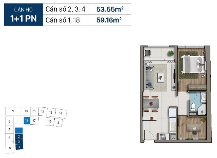 Bán căn hộ 2PN, 1WC, căn gốc 54m2 tại Saigon Royal Residence, giá 6,9 tỷ