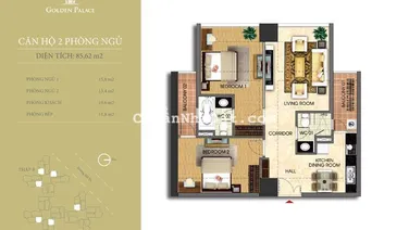 Bán căn hộ chung cư view đẹp tại Golden Palace, 6,8 tỷ, 86m2, Nam Từ Liêm, HN