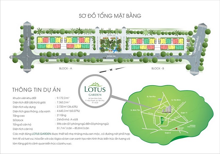 Bán chung cư Lotus Garden 71m2 quận Tân Phú, 2 phòng ngủ, tặng nội thất có sổ hồng sẵn