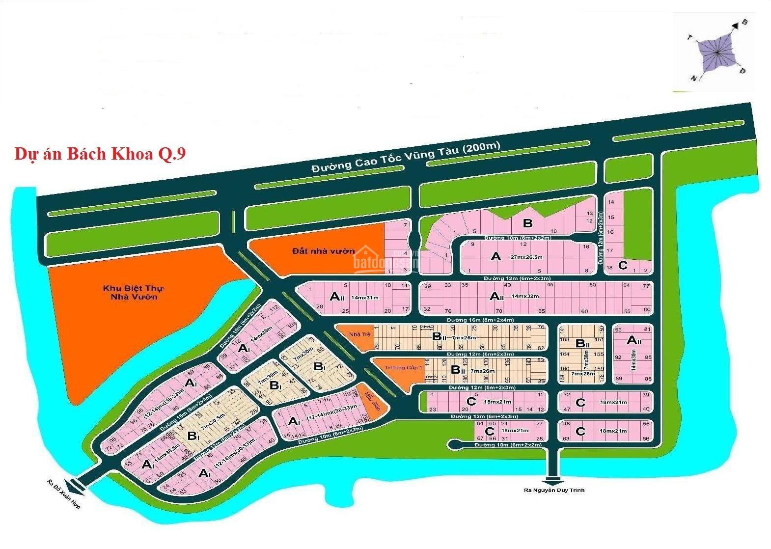 Đất nền dự án tại khu dân cư đại học Bách Khoa, Q9, lô A2, bán 57 tr/m2, LH 0914 920 ***