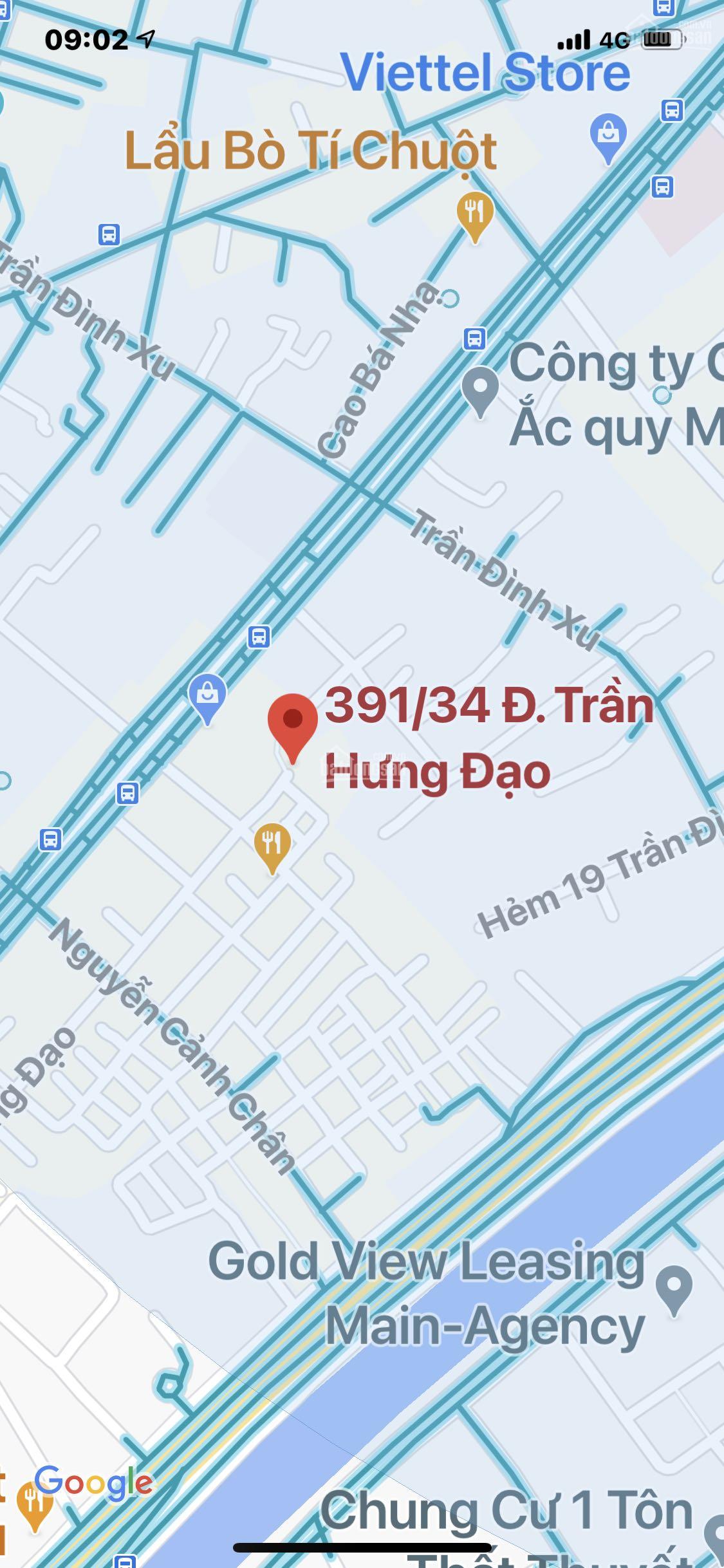 391/34 Trần Hưng Đạo - 1 trệt, gác gỗ, mái tôn - DT: 3,2x18,2m nở hậu 5,4m (DT đất: 64m2)