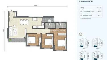 Căn góc 3PN - 2WC siêu đẹp full nội thất giá tốt 8 tỷ 3 view thoáng