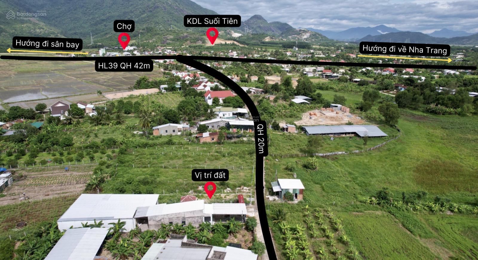 Bán đất mặt đường (20m) ngay đường Hương Lộ 39, trung tâm huyện Diên Khánh - Giá cắt lỗ