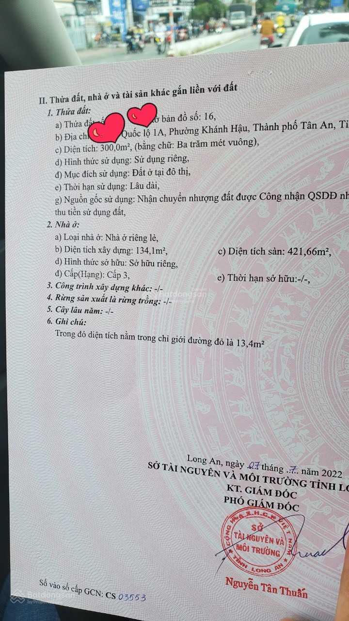 Bán đất thành phố Tân An - tỉnh Long An, mặt tiền Quốc Lộ 1A ngay đại học Kinh Tế Long An