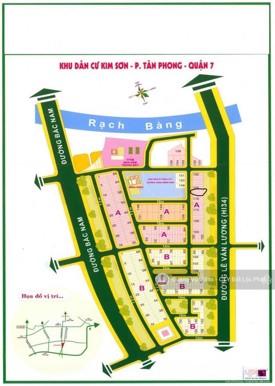 Bán 3 lô đất nền giá tốt KDC Kim Sơn Q7 DT 5x20m, 10x20m, XD tự do, LK HimLam, giá 130tr/m2