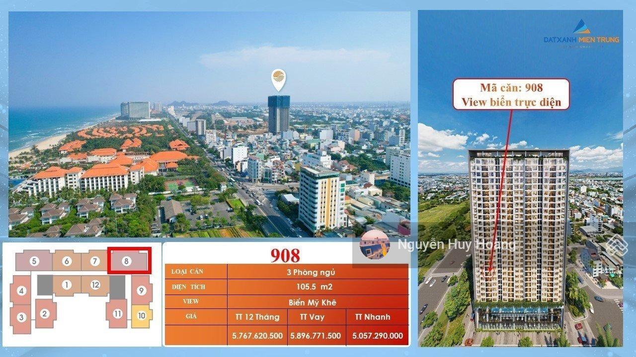 Căn hộ 3PN siêu hiếm - DT: 105,5m2 duy nhất view trực diện biển Mỹ Khê, bàn giao full nội thất