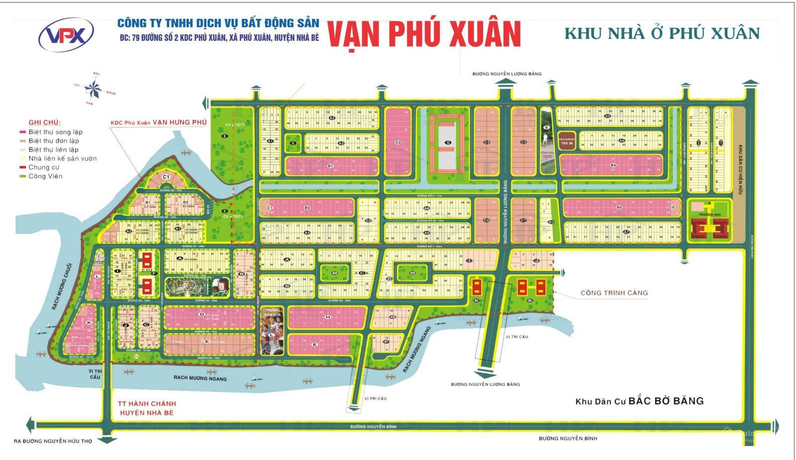 Bán nền nhà phố KDC Cảng SG Phú Xuân, DT 117.5m2 đường 12m, giá 65tr/m2 sổ cá nhân, LH 0984 975 ***