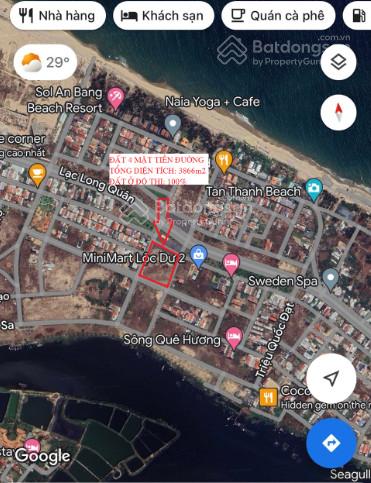 Đất biển An Bàng - Hội An. Đất xây khách sạn 4 mặt tiền đường 3866m2. Cách biển 300m