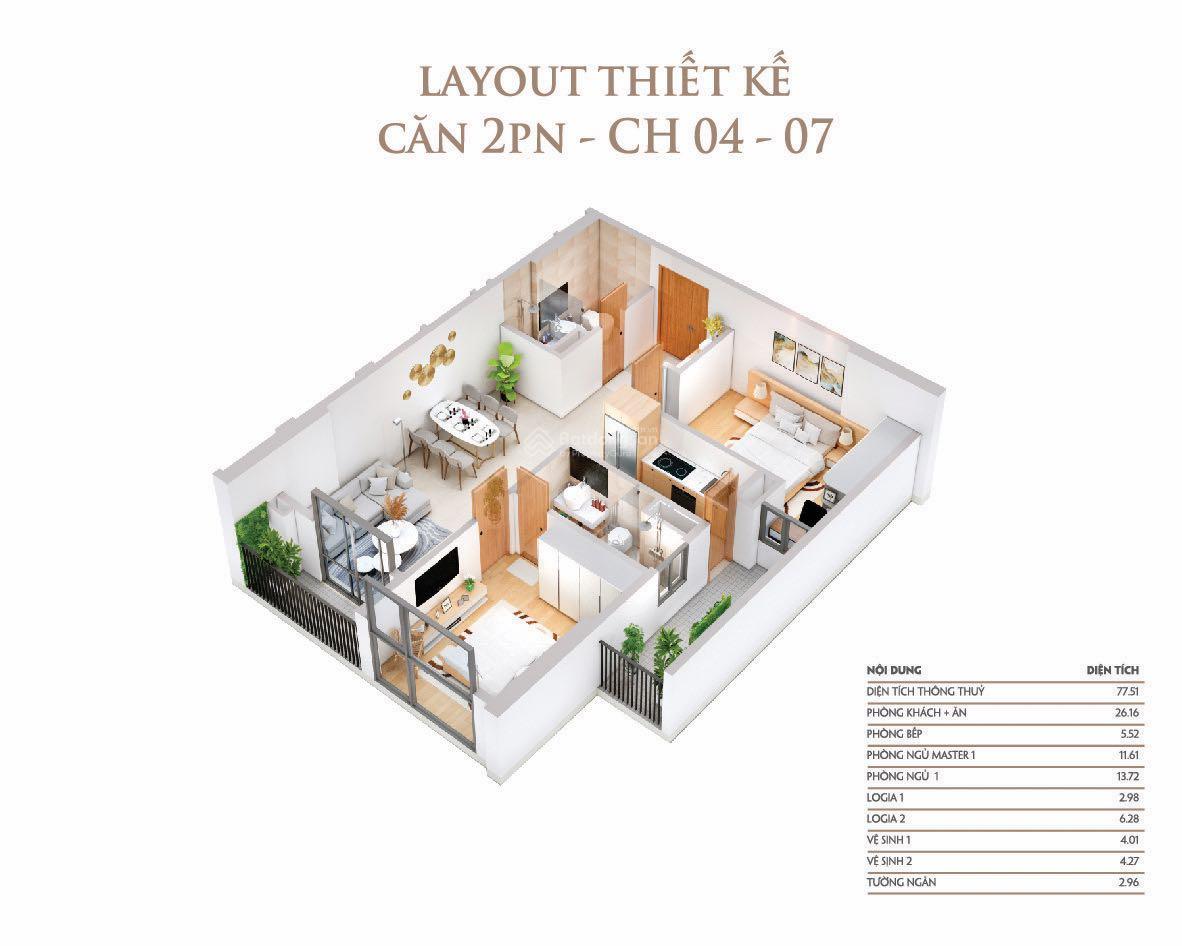Chính chủ nhượng căn 2PN 77.51m2 view hồ dự án Khai Sơn City giá 5.4 tỷ LH: 0981 649 ***