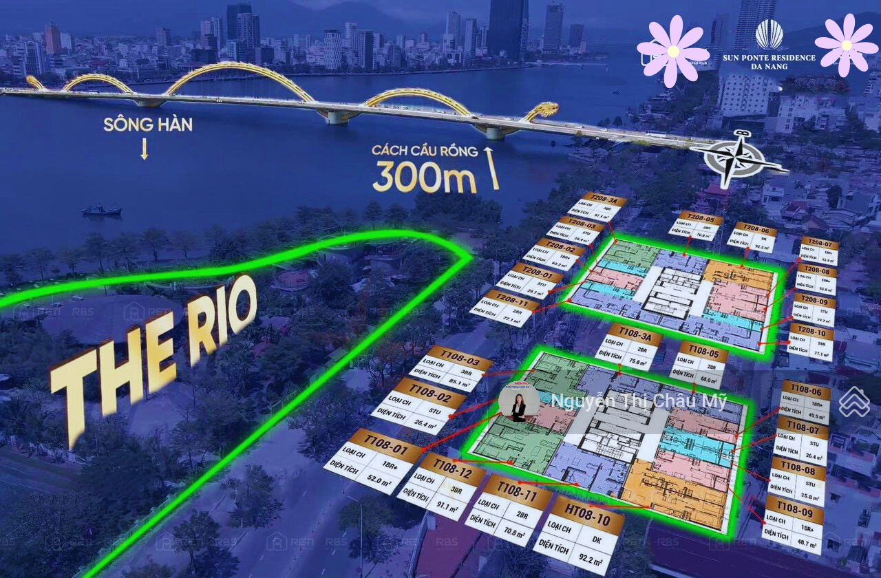 Studio tầng 18 - Tầng Loft - trần cao 5m view hướng biển - The Ponte - Ms Châu Mỹ