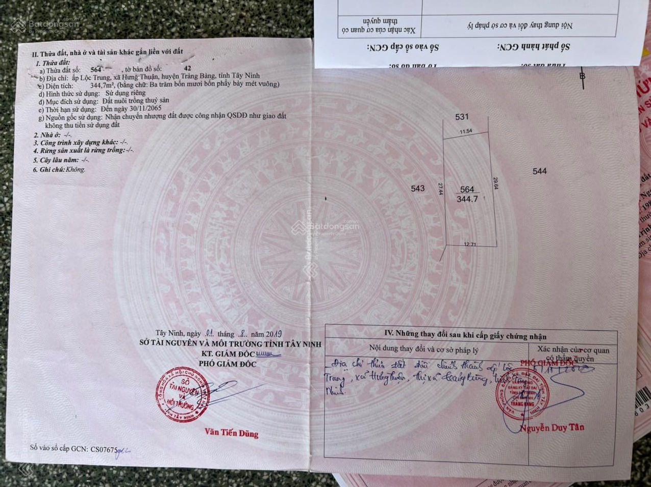 Bán đất thổ cư 24x100m Sông Lô, Hưng Thuận, Trảng Bàng, Tây Ninh