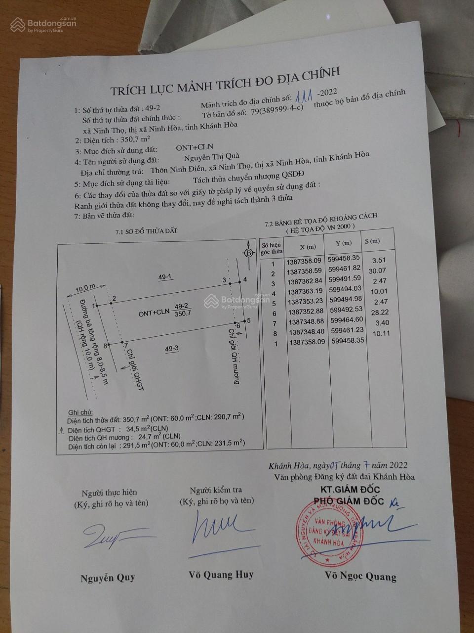 Cần bán gấp lô đất 10x35m TC 60m2 Đường Ninh Điền, Ninh Thọ cách QL1A 500m