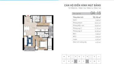 Bán gấp căn hộ 72.11m2 suất ngoại giao 2PN 1914 tại dự án Viha Leciva 107 Nguyễn Tuân 0977 917 ***
