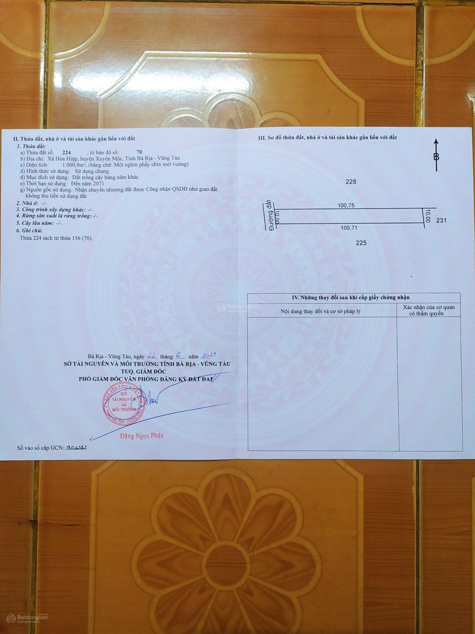 Cần bán 2 lô đất sổ hồng riêng tại xã Hòa Hiệp, Xuyên Mộc, Bà Rịa - Vũng Tàu. 750tr/lô thương lượng