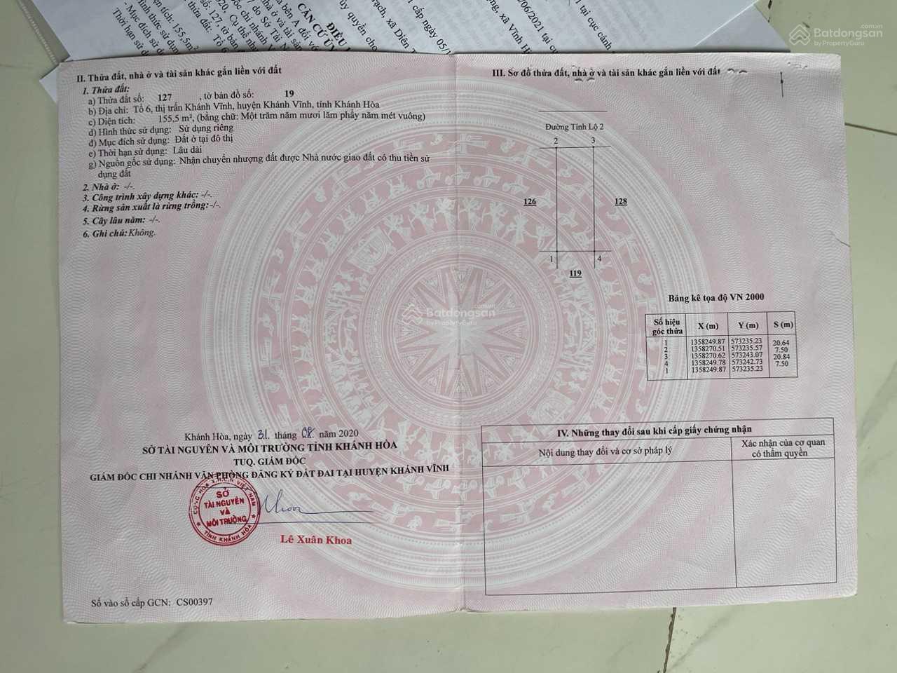 Bán đất giá: 1,4 tỷ (Chính chủ) DT 155,5m2 thổ cư 100%