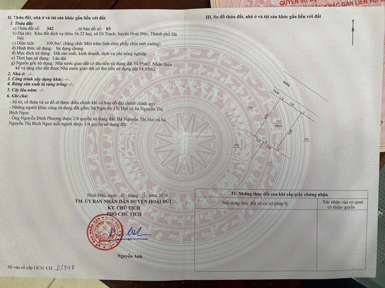 Bán đất SĐCC, DV TT Trạm Trôi, DV Kim Chung, Di Trạch, Yên Vĩnh, Lai Xá đô thị Hinode Royal Park