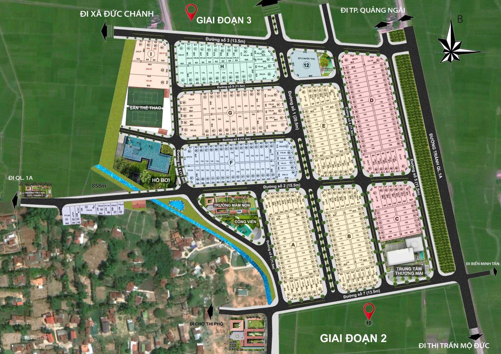 Lô biệt thự Nam Khang Thi Phổ, Mộ Đức: 8x25m, 200m2 giá chỉ 945tr