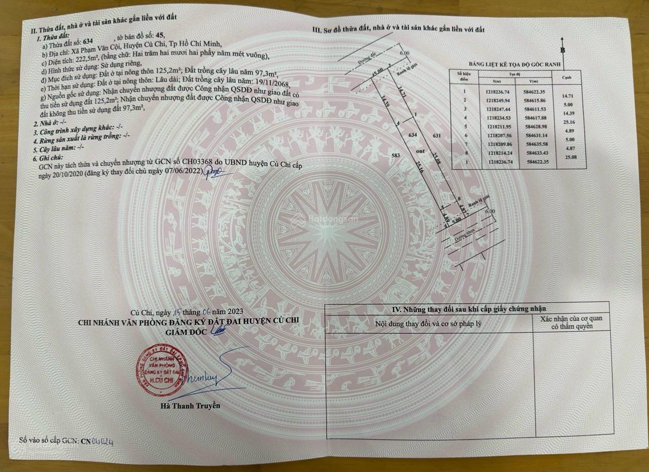 Bán đất tặng nhà cấp 4 đường 490 và đường đất xã Phạm Văn Cội, Huyện Củ Chi, TPHCM