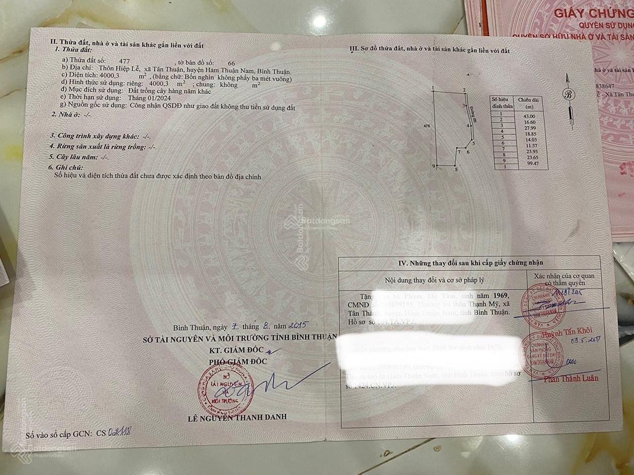 Chính chủ cần bán lô đất 2 mặt tiền hơn 9.000m2 - cách biển 1km; cách núi 5 km đường thông thoáng
