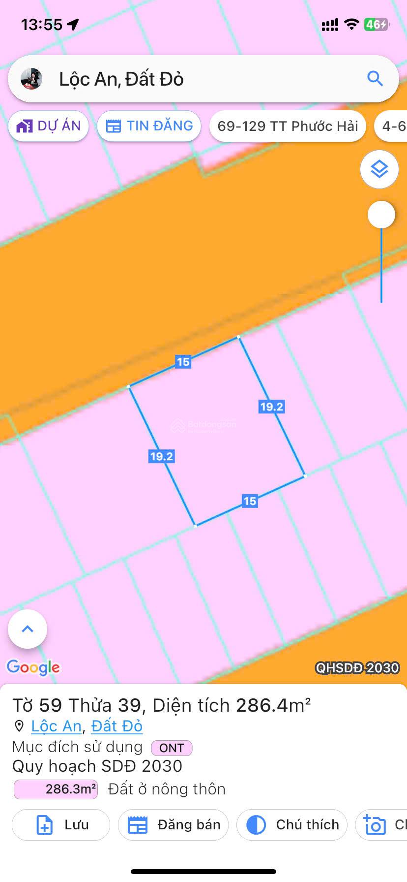 Bán nhanh đất mặt tiền đường Hàng Dương (đường rộng 22m), biển Lộc An. DT 286m2 (15x19) full thổ cư