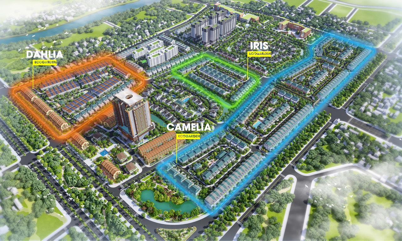 Bán liền kề DAHLIA tại Eco Garden Huế, 80m2x3T, hướng Nam, view khuôn viên. GB: 3,95ty
