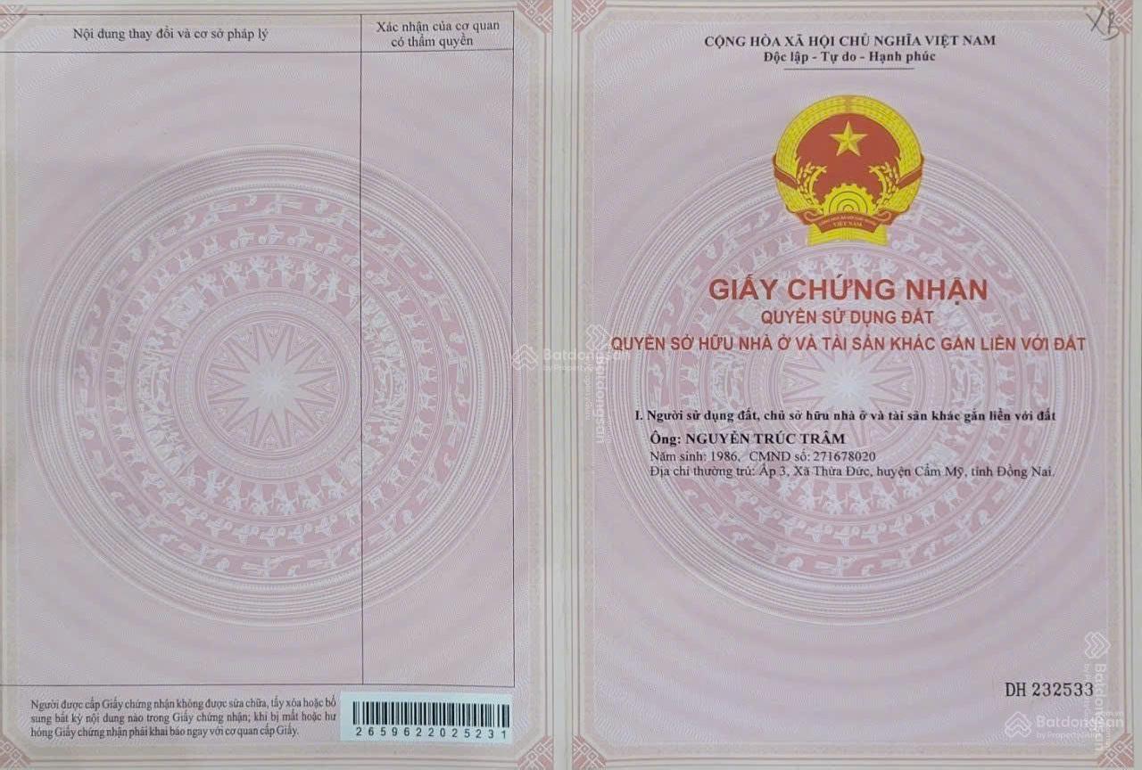 B223 Bán nền 100% thổ cư, ngay cổng khu DL Binon ca cao, tai xã Xà Bang, Châu Đức, BRVT