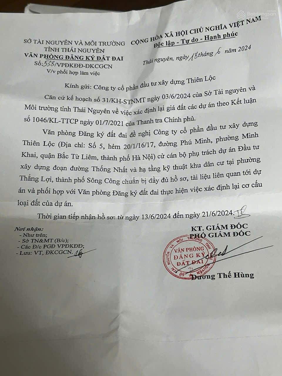 Bán gấp lô đất mặt đường quy hoạch 29m - nối vào sau quảng trường Sông Công - giá 1,2 tỷ