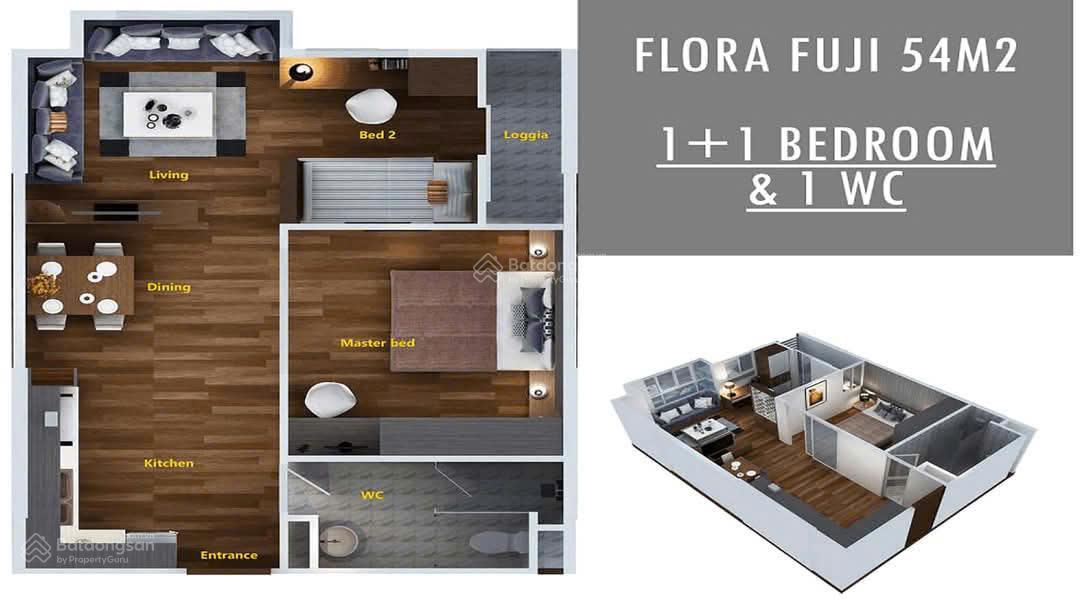 Bán căn hộ Flora Fuji Phước Long B, Q9. 54m2 1PN+1 tầng đẹp, view đẹp, giá tốt nhất 2 tỷ 750tr