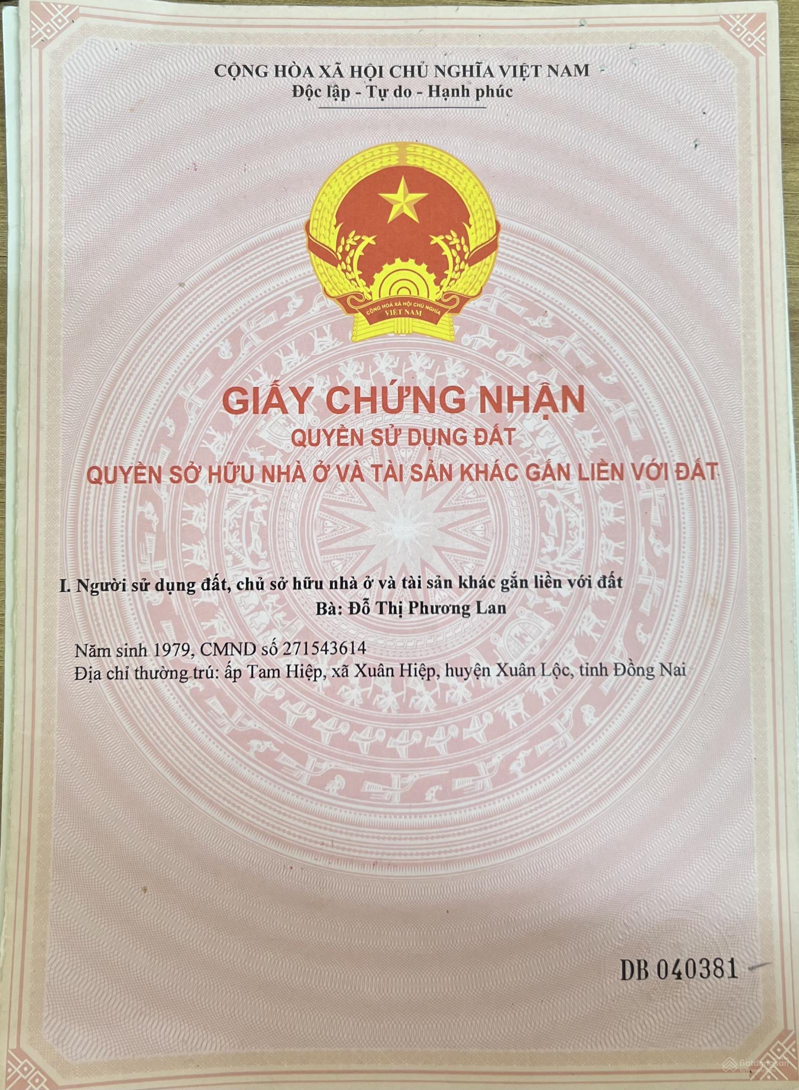 Bán đất sổ hồng riêng, chính chủ tại Xuân Hưng, Xuân Lộc, Đồng Nai (1.25 tỷ)