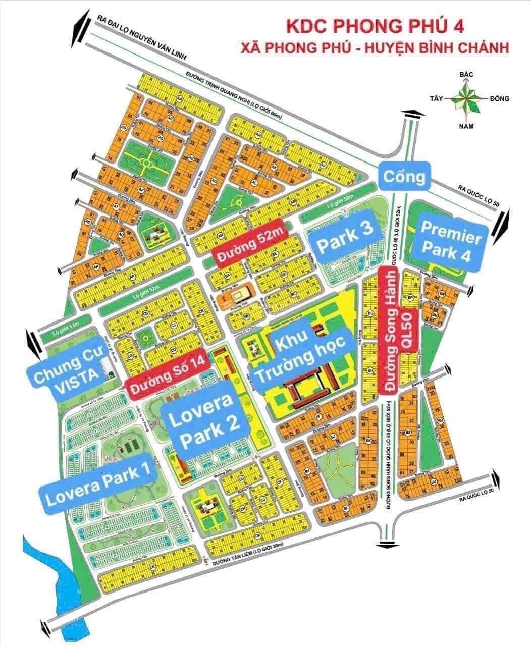 Bán đất mặt tiền đường 16m. DT: 5x20m, giá 5.4tỷ - KDC Phong Phú 4 - Khang Điền, BC