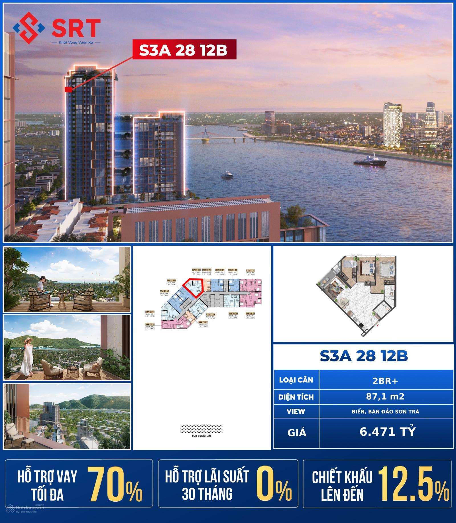 Quỹ ngoại giao căn 2PN diện tích 87m2 giá chỉ hơn 6 tỷ chút thôi, dự án trực diện sông Hàn Đà Nẵng