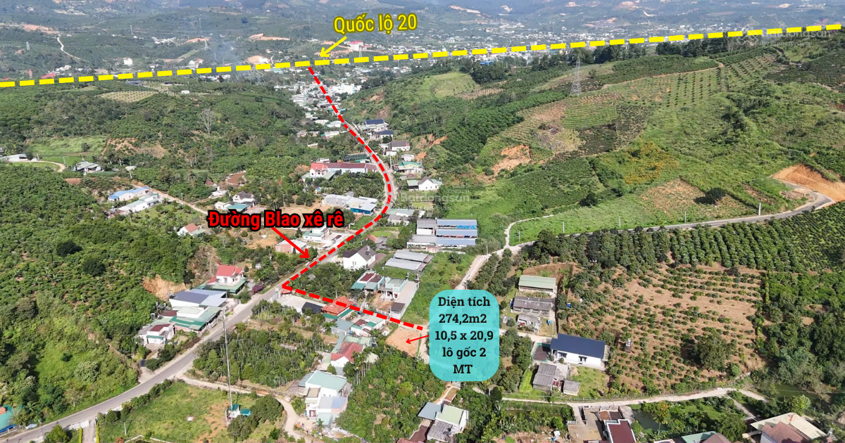 Bán lô đất gốc 2 mặt tiền Phường 3, Bảo Lộc (Đại Lào Cũ), cách Quốc lộ 20 chỉ 900m, giá 1,59 tỷ