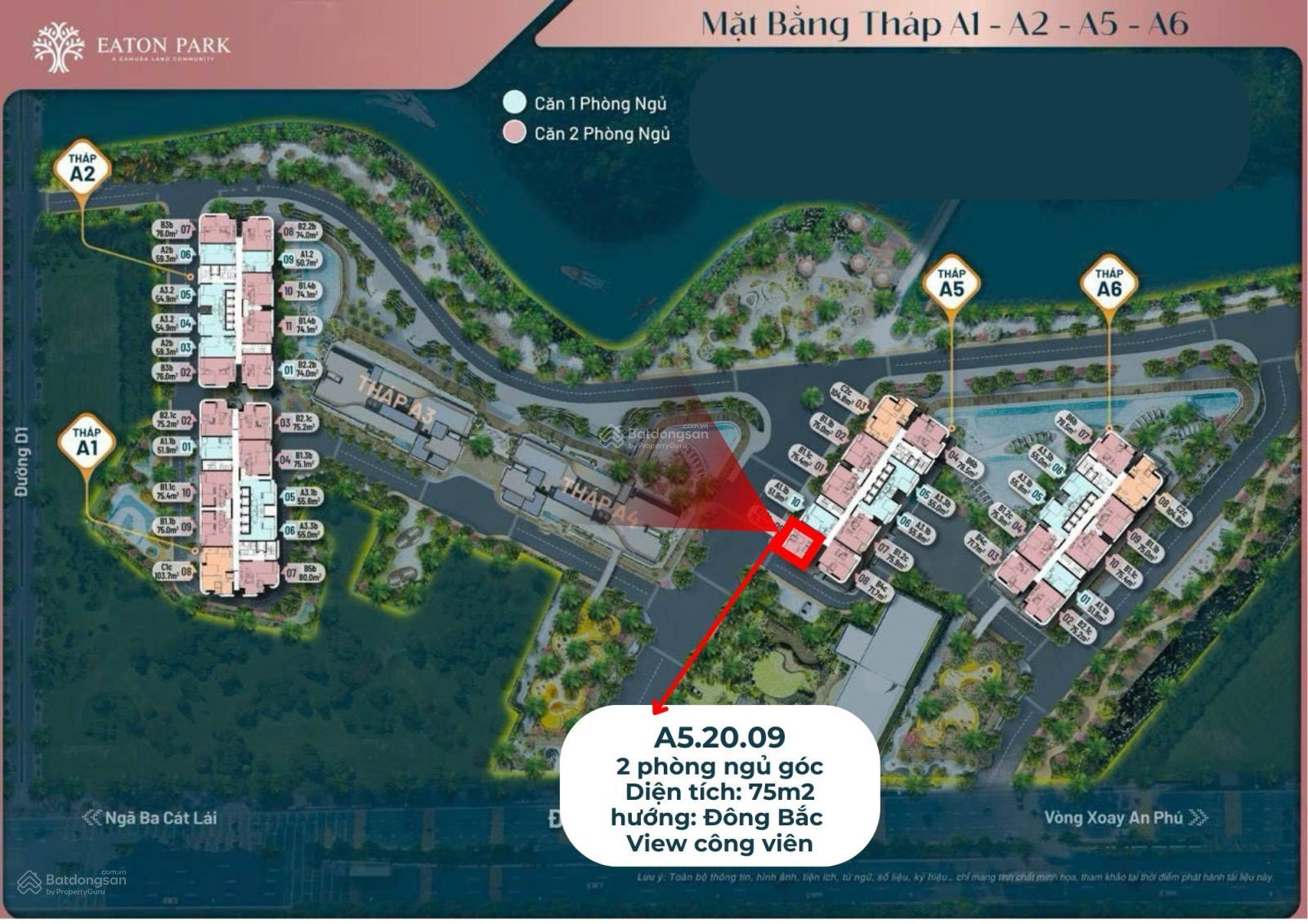 Bán căn hộ 2PN góc tháp A5 view Đông Bắc dự án Eaton Park, giá 9,7 tỷ