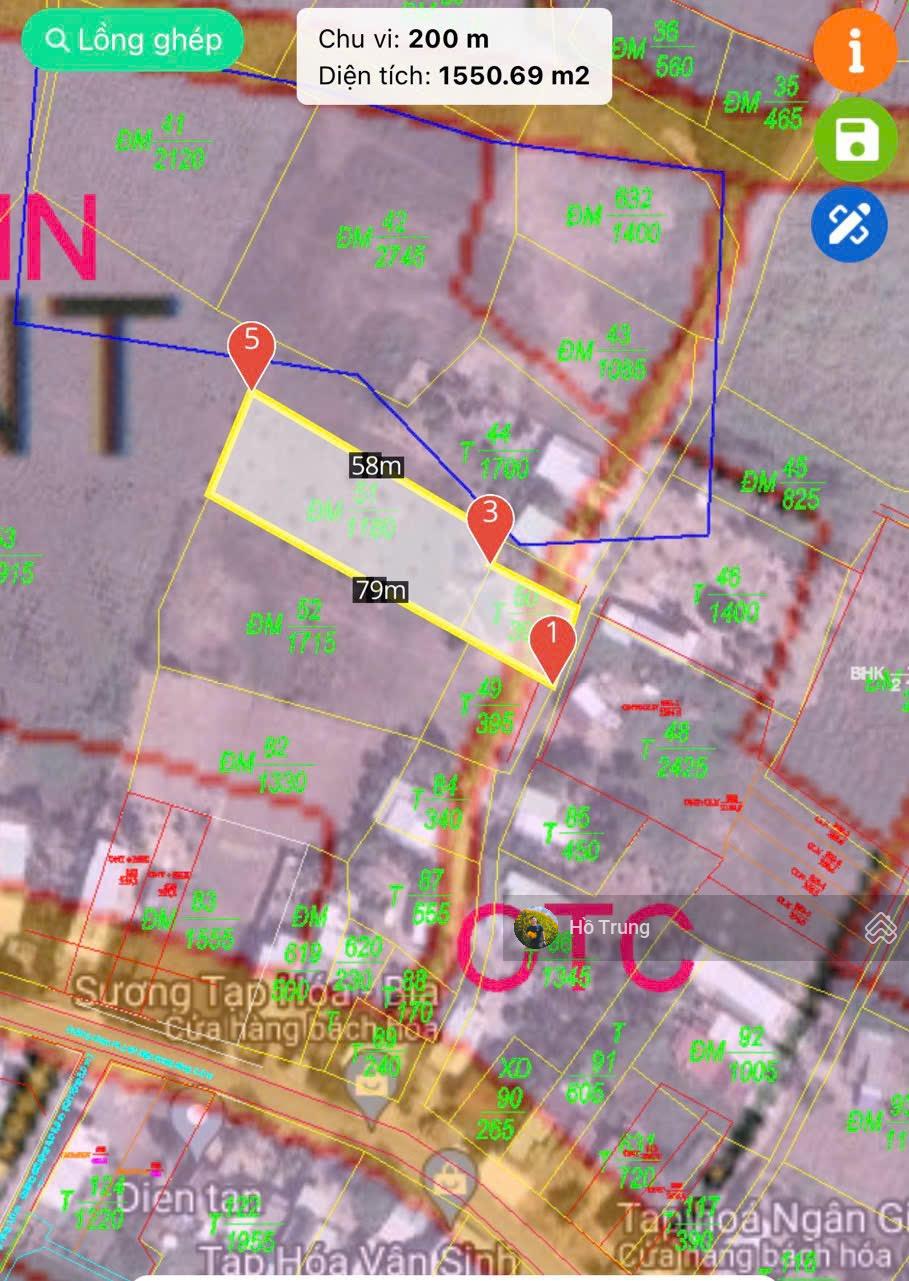 Bán 1550m2 đất có sẵn vườn sẵn 140m2 đất ở, ngay HL62 Diên Tân