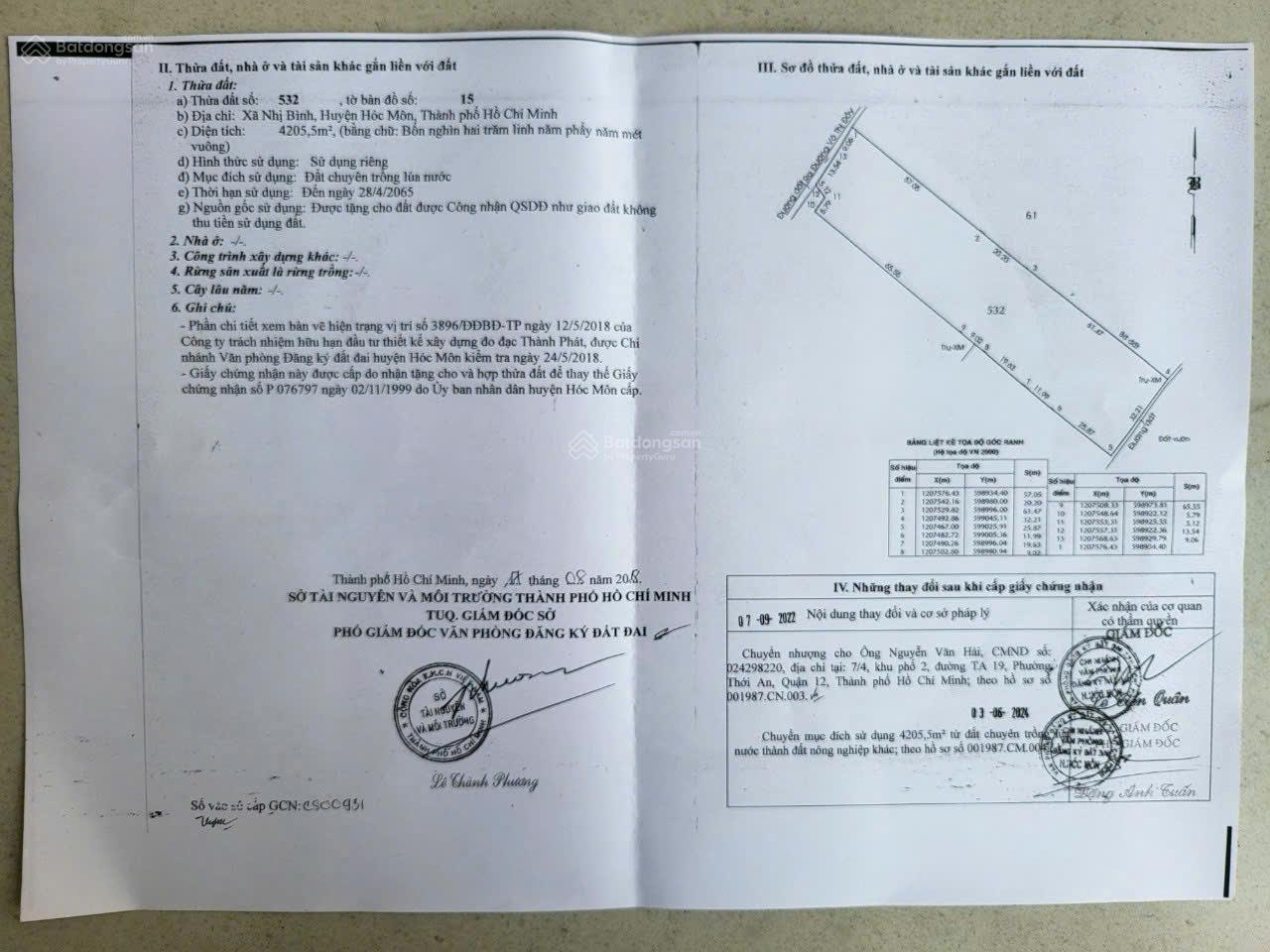 4200m2 đất đường Nhị Bình 4, giá chỉ 4.5 triệu/m2