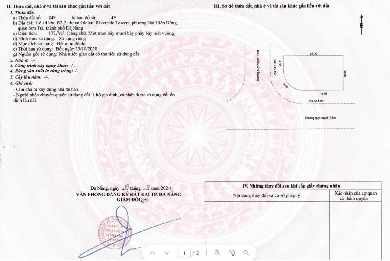 Em Vũ lên cho A/C 1 căn Townhouse 3 tầng của dự án Sun Symphony Đà Nẵng chỉ 19.2tỷ, sổ hồng lâu dài