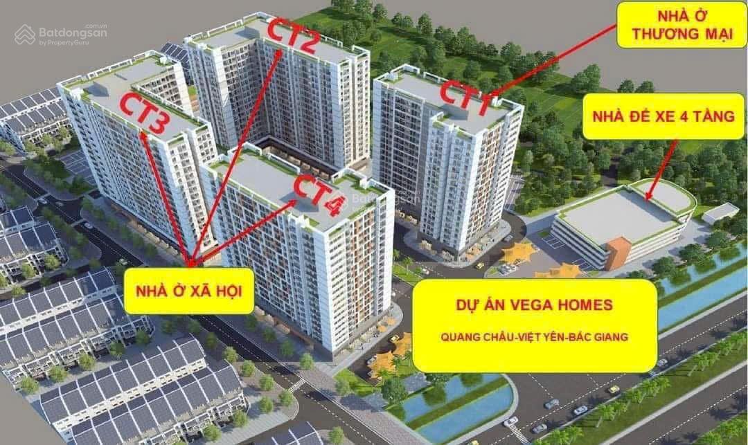 Chung cư tại Vega Homes, Quang Châu, Việt Yên, Bắc Giang, 1,7 tỷ - 55 m2 - 2PN2VS chỉ với view đẹp