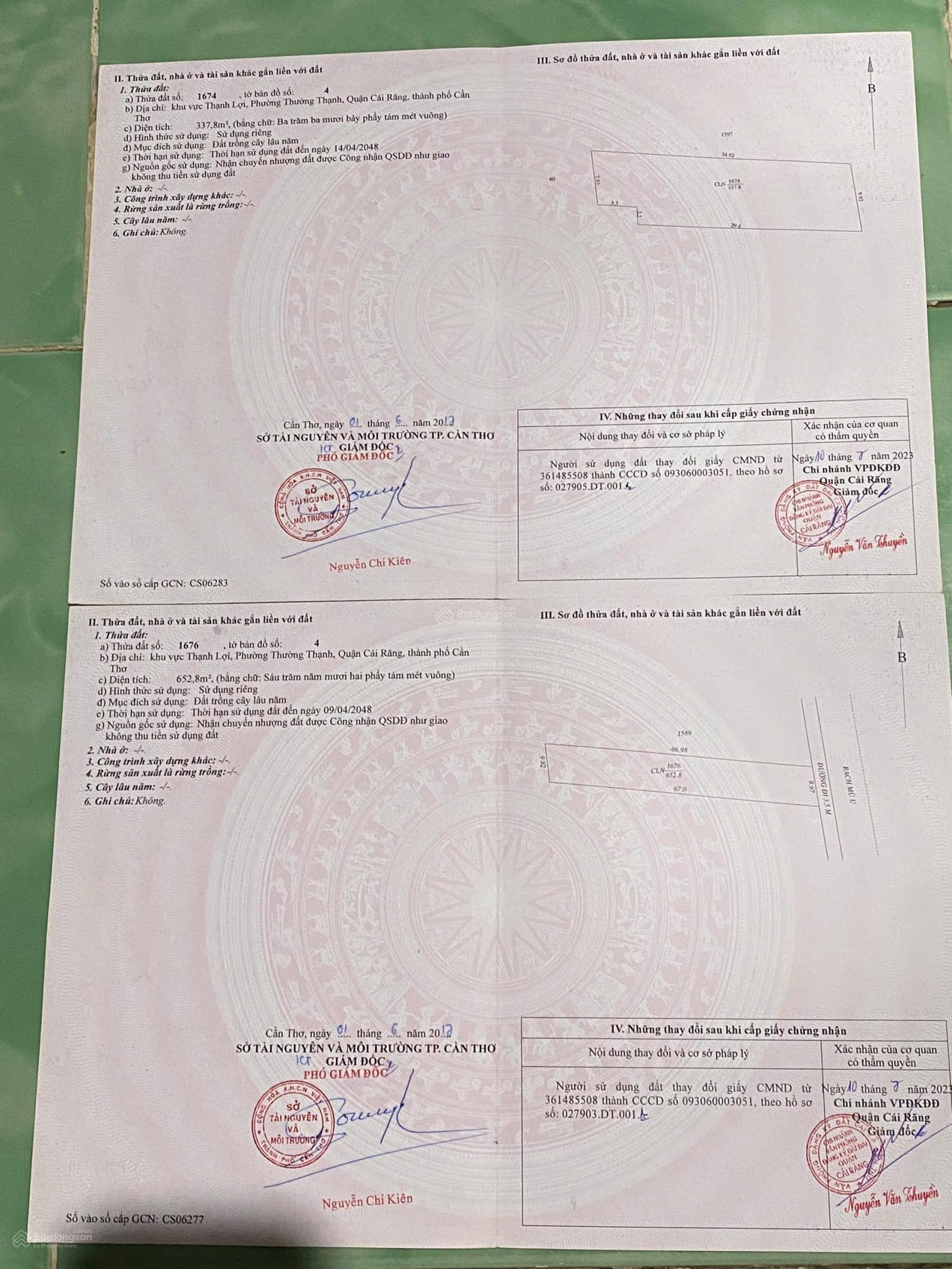 Bán đất vườn gần 1 công đất KV Thạnh Lợi, Thường Thạnh, Cái Răng cách chợ Cái Chanh 1,5km ô tô tới