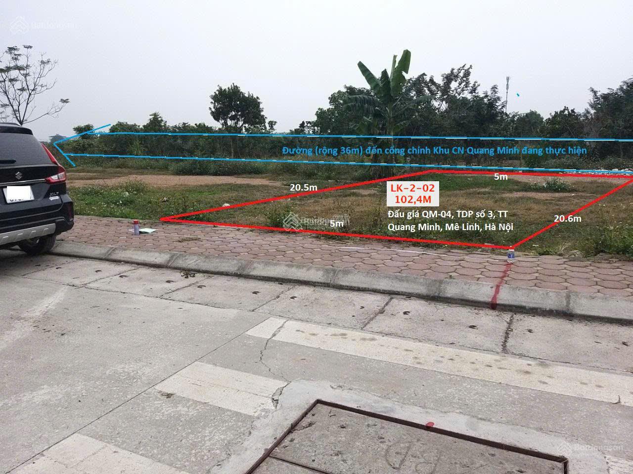 Bán đất đấu giá tổ 3, thị trấn Quang Minh cơ hội đầu tư sinh lời cao 102,4m2 mặt tiền 5m