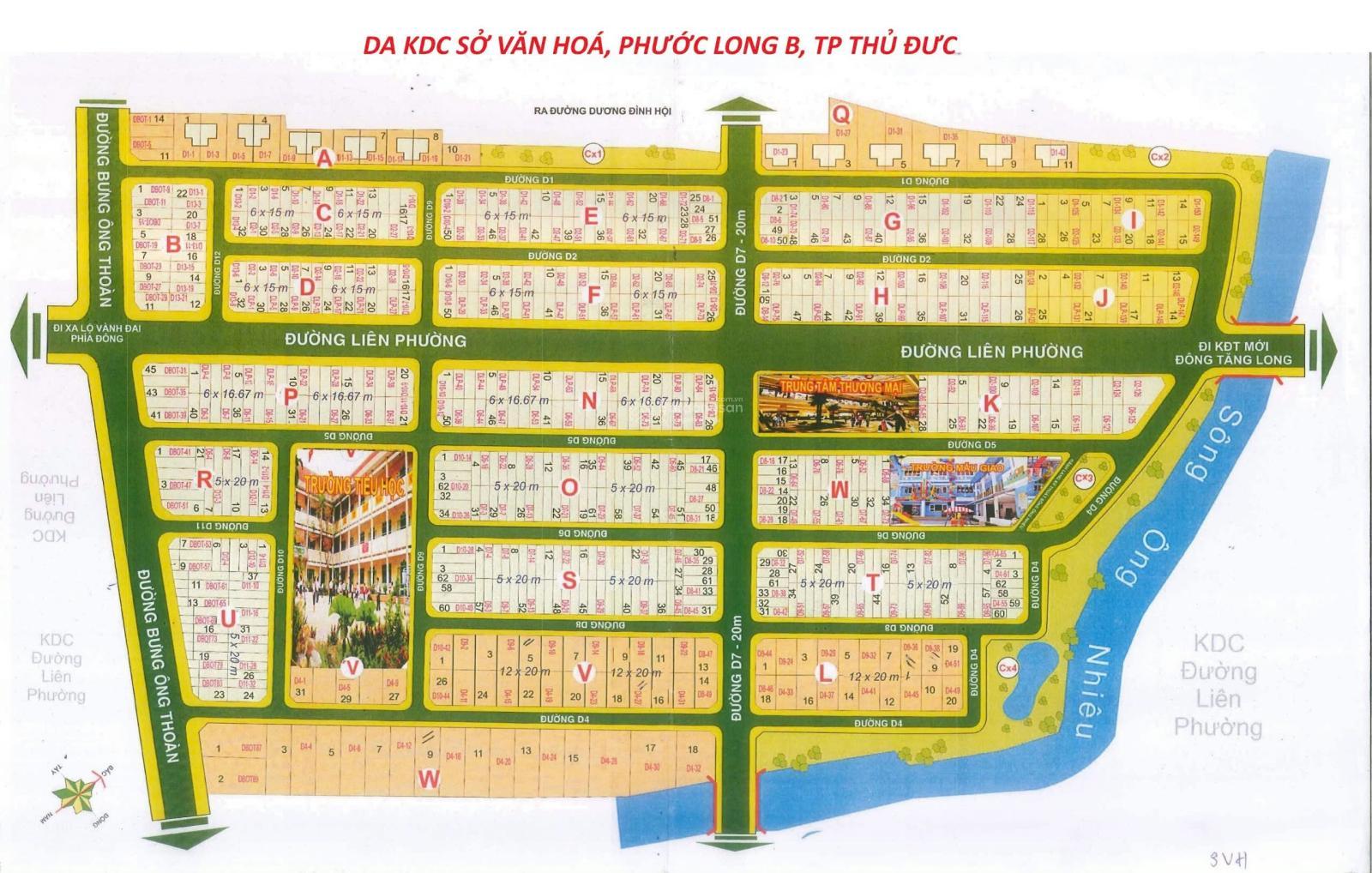 Chuyên đất nền Khu dân cư Sở Văn Hóa, Đường Liên Phường, đủ loại DT, giá từ 56tr/m2 - Sổ cá nhân