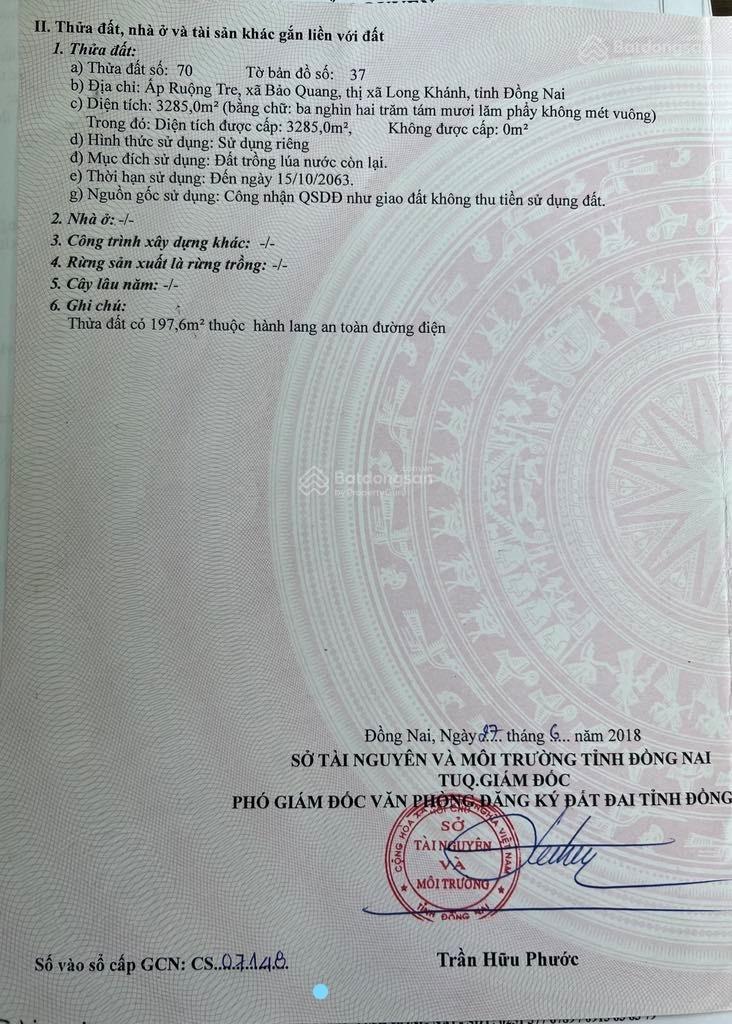 Bán đất sổ hồng riêng tại ấp Ruộng Tre, Bảo Quang, Long Khánh, Đồng Nai (500tr/sào có thương lượng)