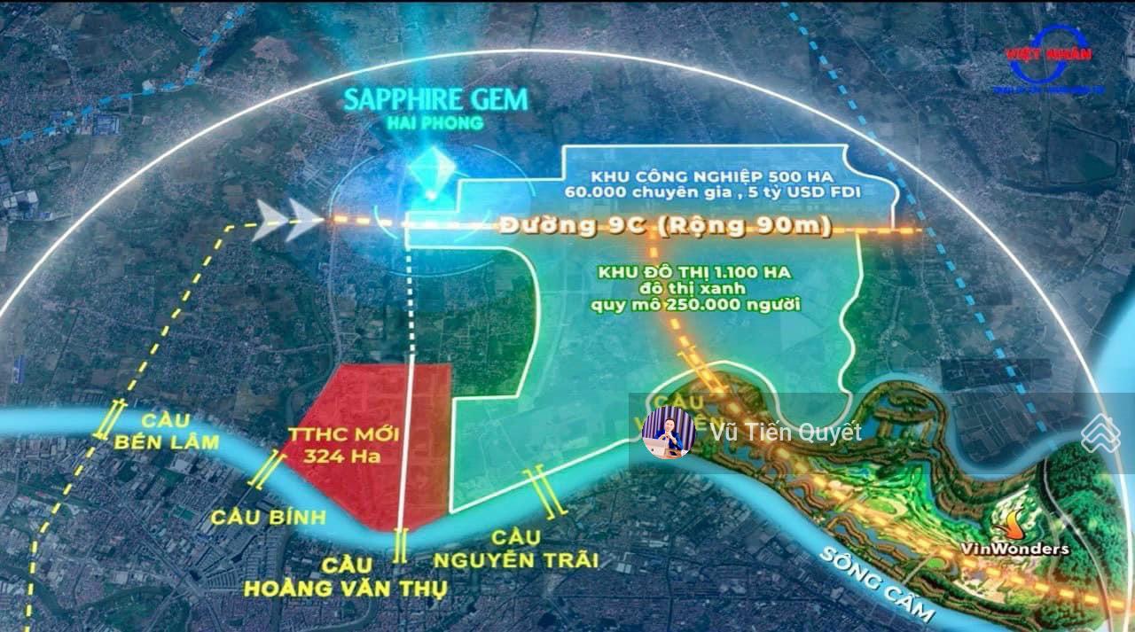 Bán liên kế 110m2 Sapphire Gem - Trục đường 15m. Ngay TTHC mới Hải Phòng. Giá 5,9 tỷ. Bao thuế phí
