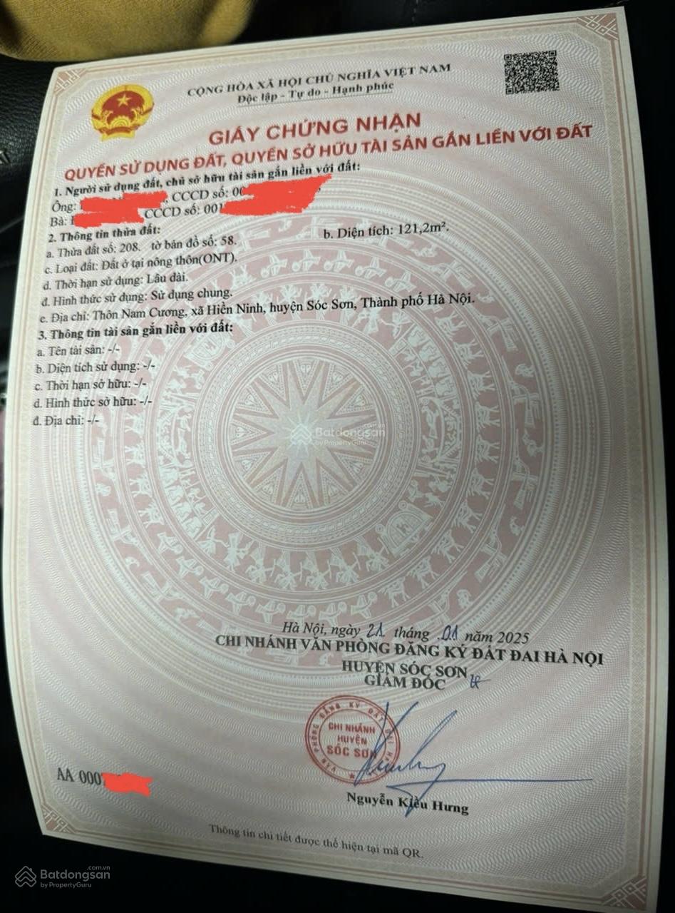 Bán lô góc 3 mặt tiền siêu đẹp tại bìa làng thôn Nam Cương - Hiền Ninh - Sóc Sơn - Hà Nội