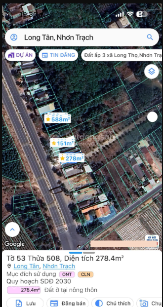 Bán đất mặt tiền Nguyễn Hữu Cảnh, Long Tân, Nhơn Trạch. DT: 278m2, ngang 9m, giá 15 tỷ