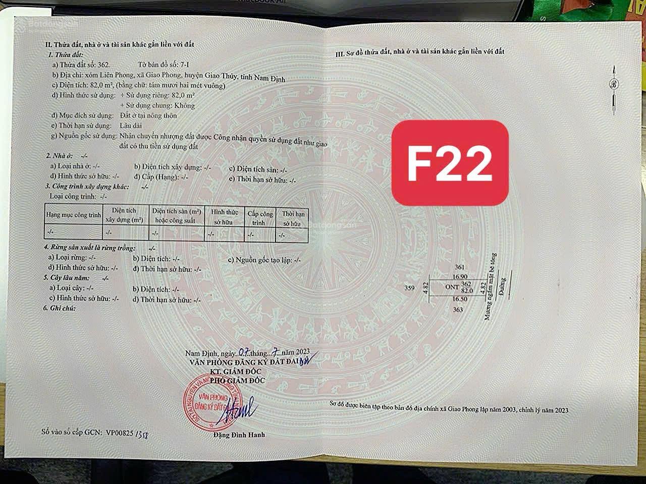 Em cần bán gấp mảnh này đối diện ngay nhà văn hóa sân bóng, 82 m2, ngay khu du lịch biển Quất Lâm Em cần bán gấp mảnh này đối diện ngay nhà văn hóa sân bóng, 82 m2, ngay khu du lịch biển Quất Lâm