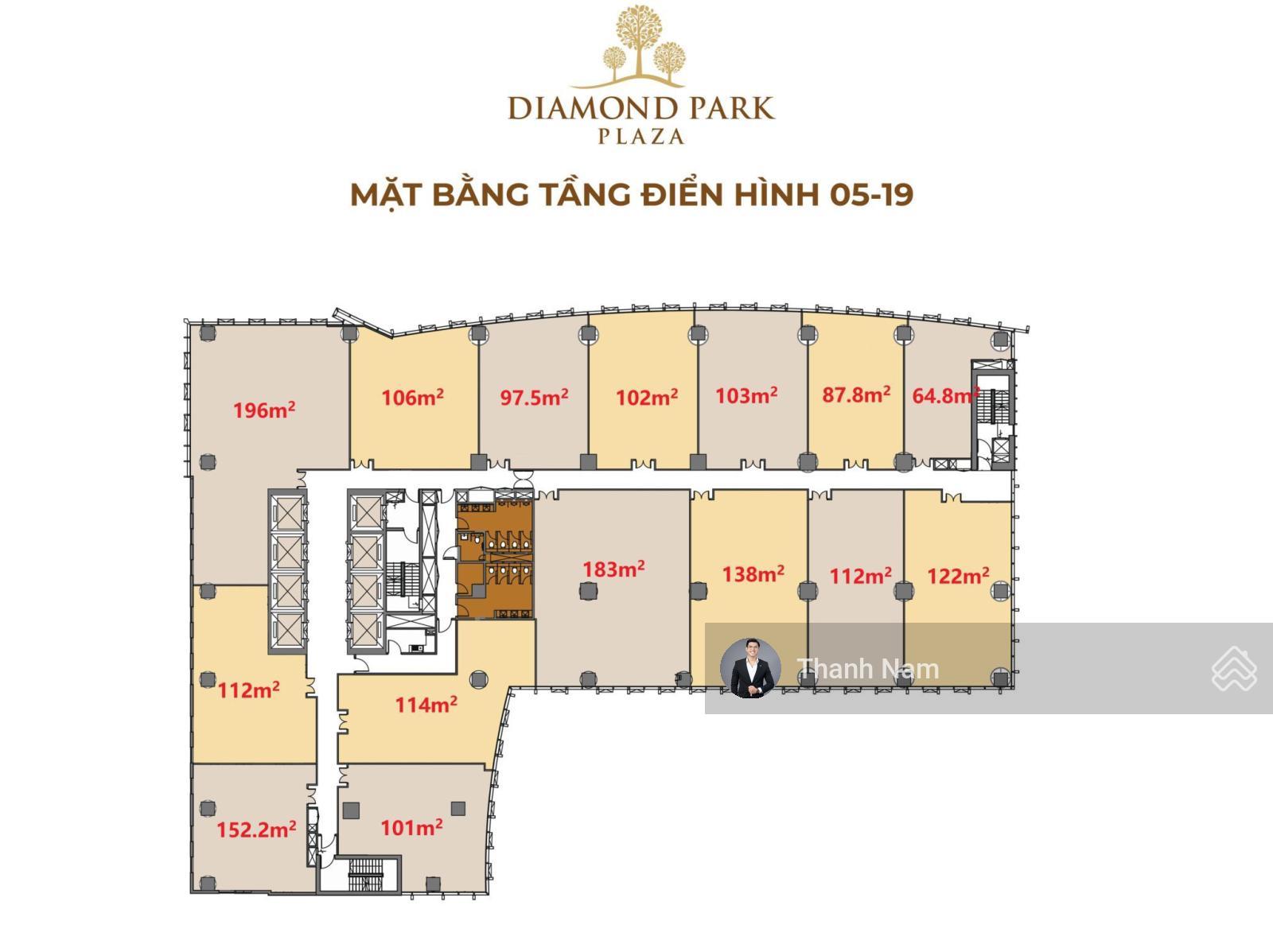 Tập Đoàn BRG cho thuê văn phòng hạng A tòa Diamond Park Plaza 16 Láng Hạ DT 85-2150m2 giá 298.500đ