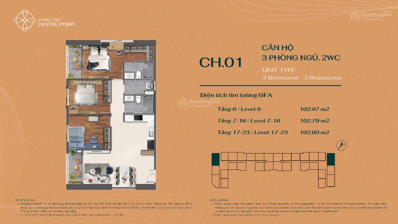Chủ cần tiền bán nhanh suất ngoại giao 3PN, 102m2, căn số 06, vị trí khoảng tầng đẹp LH: 0369 909 ***